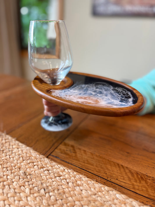 Wine Glass & Snack Tray Set