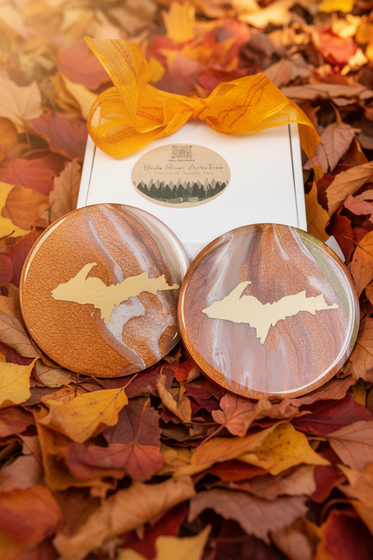 Upper Peninsula Copper Agate Coaster Set