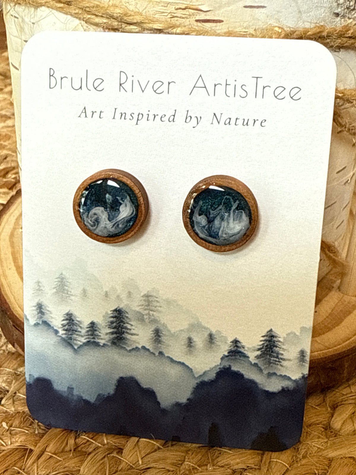 Wakes and Waves Wood Stud Earrings