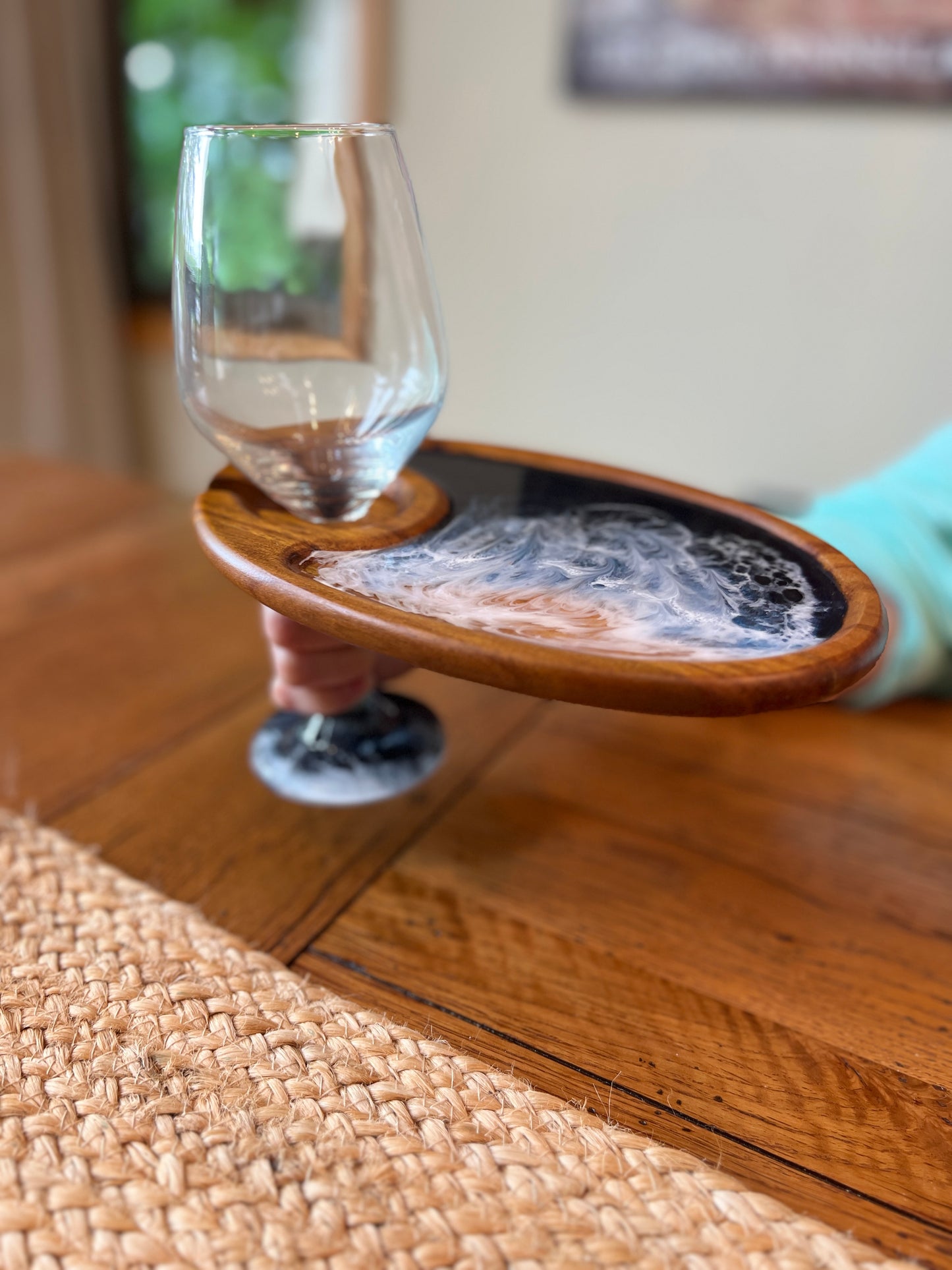 Wine Glass & Snack Tray Set