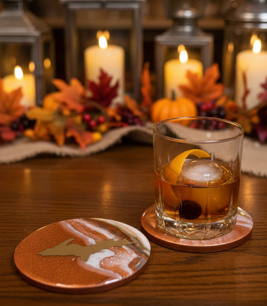 Upper Peninsula Copper Agate Coaster Set
