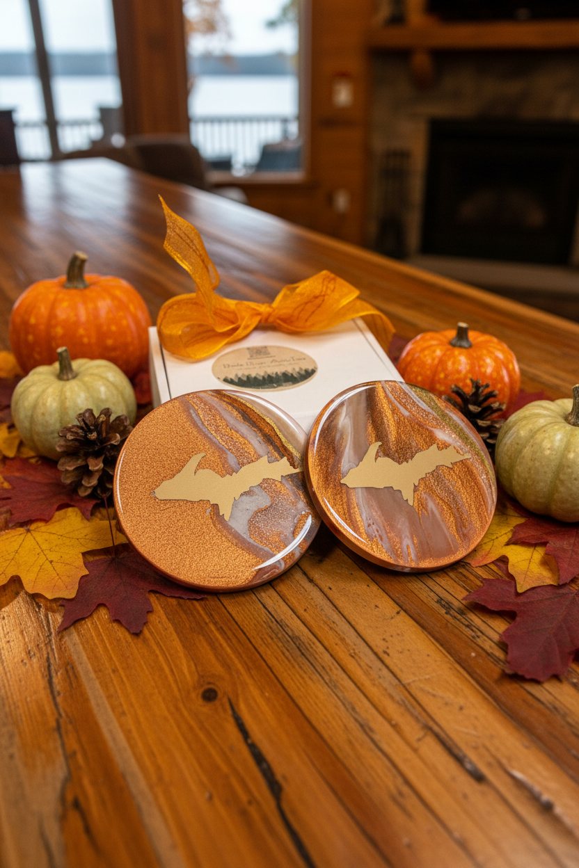 Upper Peninsula Copper Agate Coaster Set