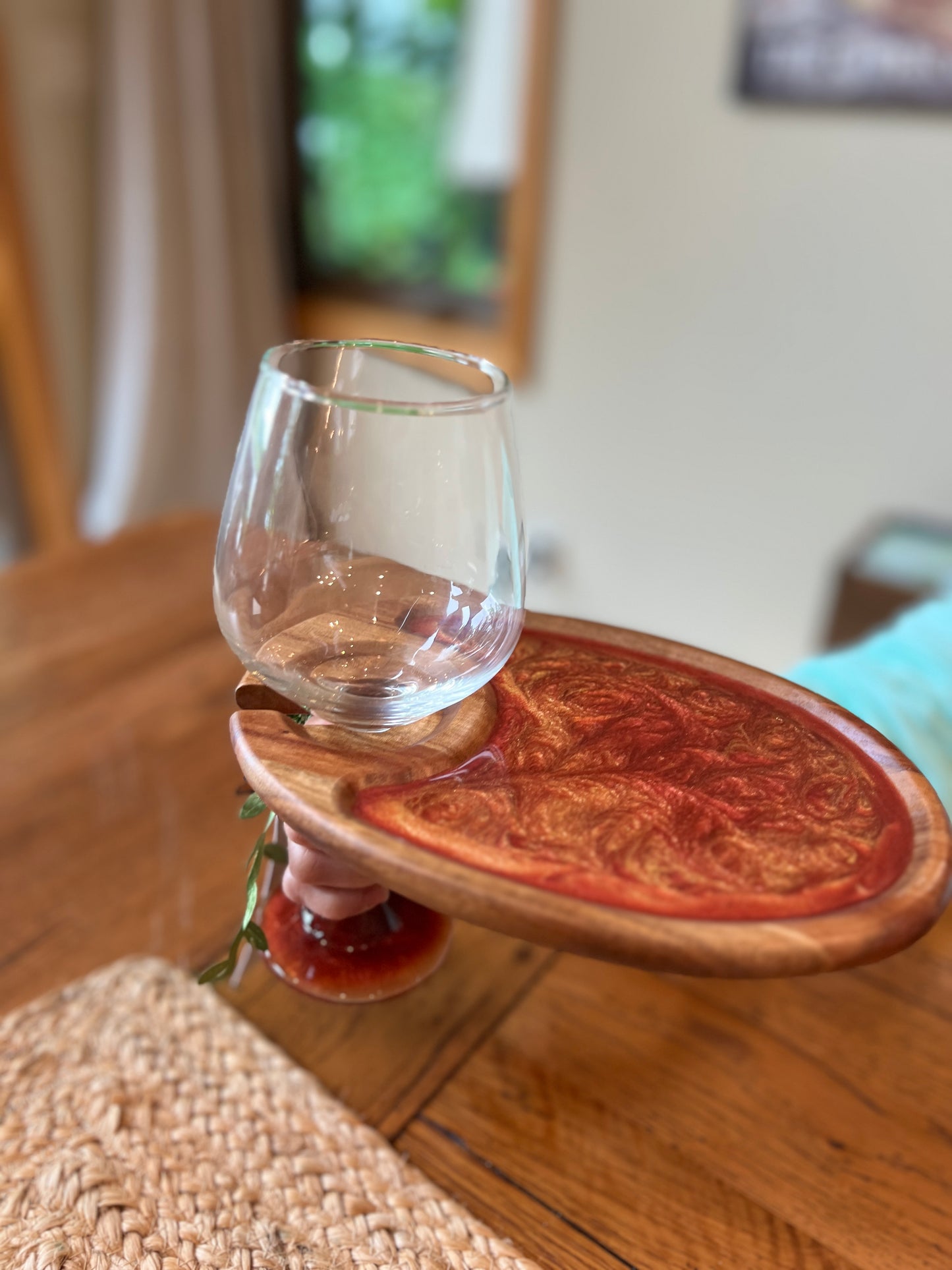 Wine Glass & Snack Tray Set