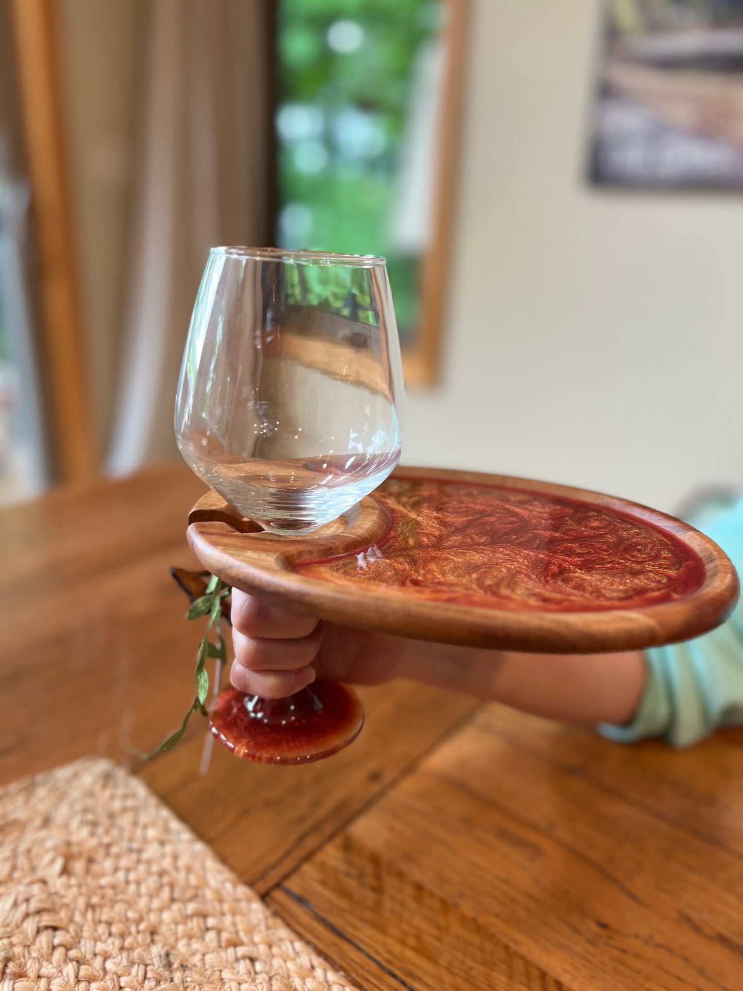 Wine Glass & Snack Tray Set