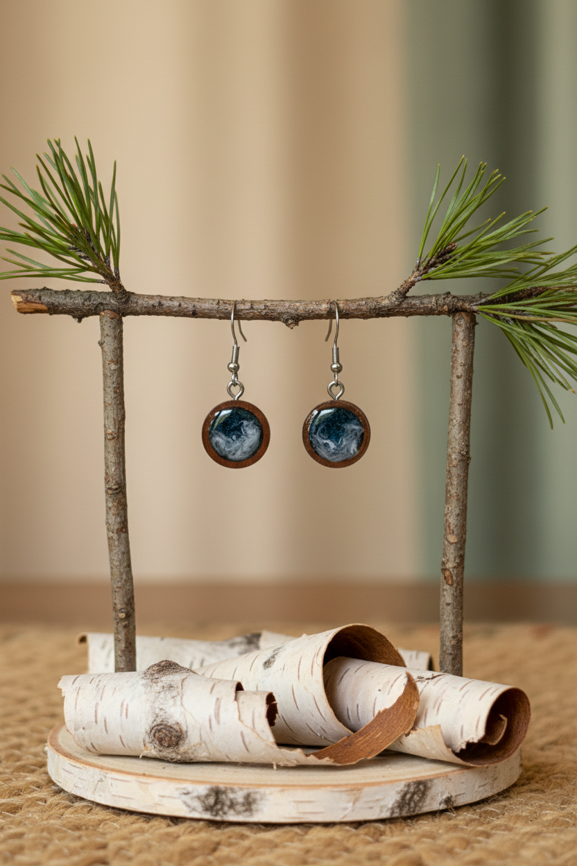 Wakes and Waves Wood Drop Earrings