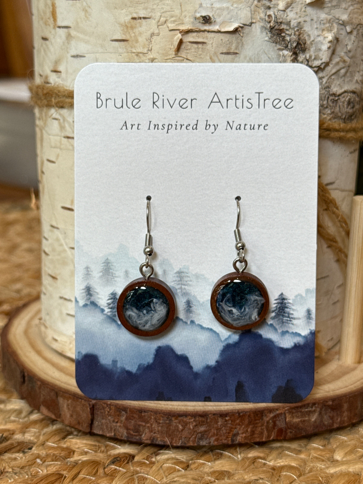 Wakes and Waves Wood Drop Earrings